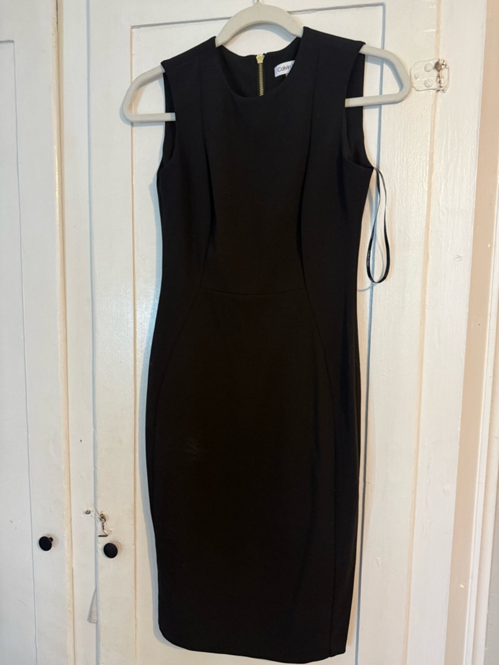 Calvin Klein Black Sleeveless Midi Sheath Dress